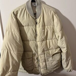 Obey Beige Quilted Jacket with Ribbed Collar